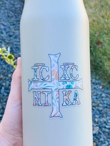 Clear IC XC NI KA Floral Orthodox Christian Sticker