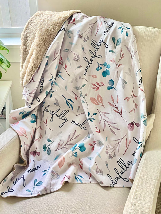 Fearfully Wonderfully Made Psalm Floral Baby Blanket