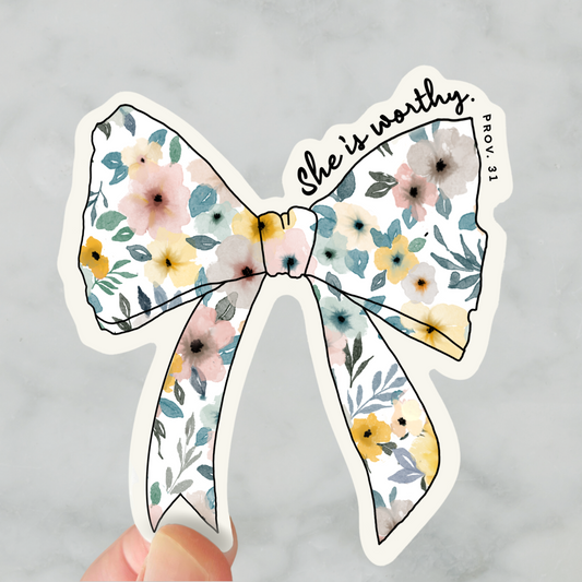 Proverbs 31 Coquette Bow Sticker